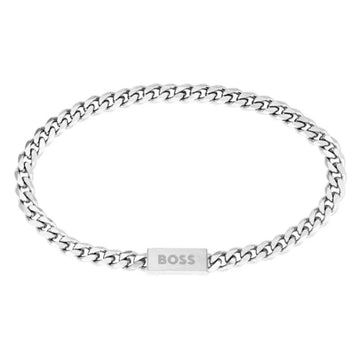 Ανδρικό ατσάλινο βραχιόλι Boss 1580556 σε ασημί χρώμα.